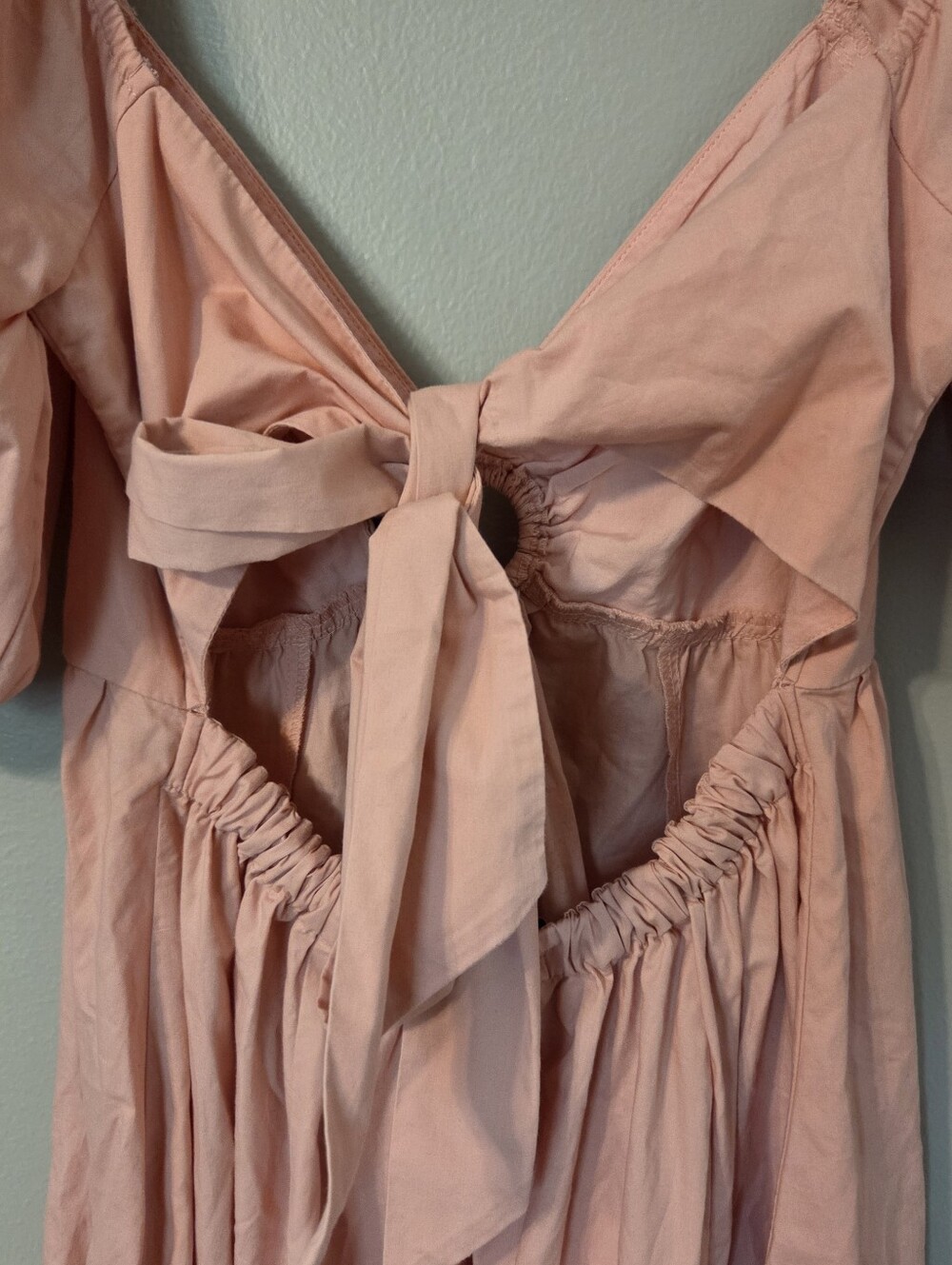 Abercrombie & Fitch Women's Pink Puff Sleeve O-Ring Cutout Midi Dress Sz S - Picture 8 of 11